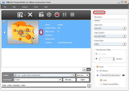 FREE version of the Xilisoft PowerPoint to Video Converter to convert PPT  to video