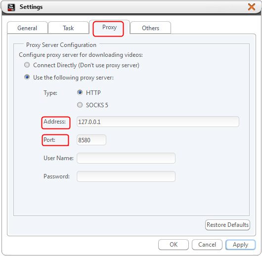 Use proxy server to download YouTube video