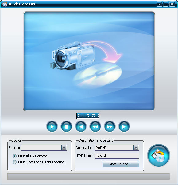 1Click DV to DVD - Mini DV to DVD converter to convert Mini DV to DVD